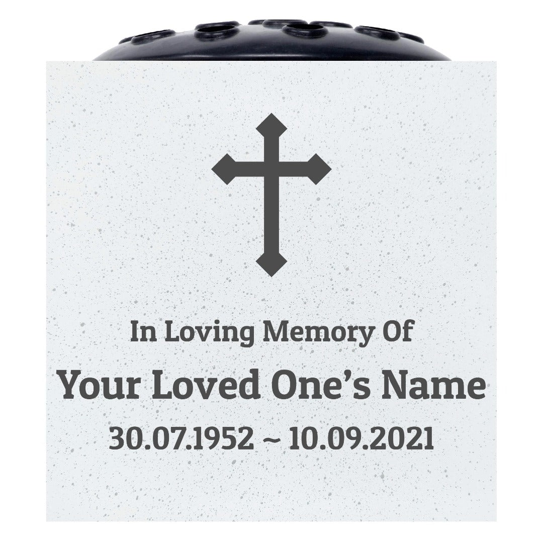 Personalised Engraved In Loving Memory Cross #4 Grave Memorial Flower Pot Vase