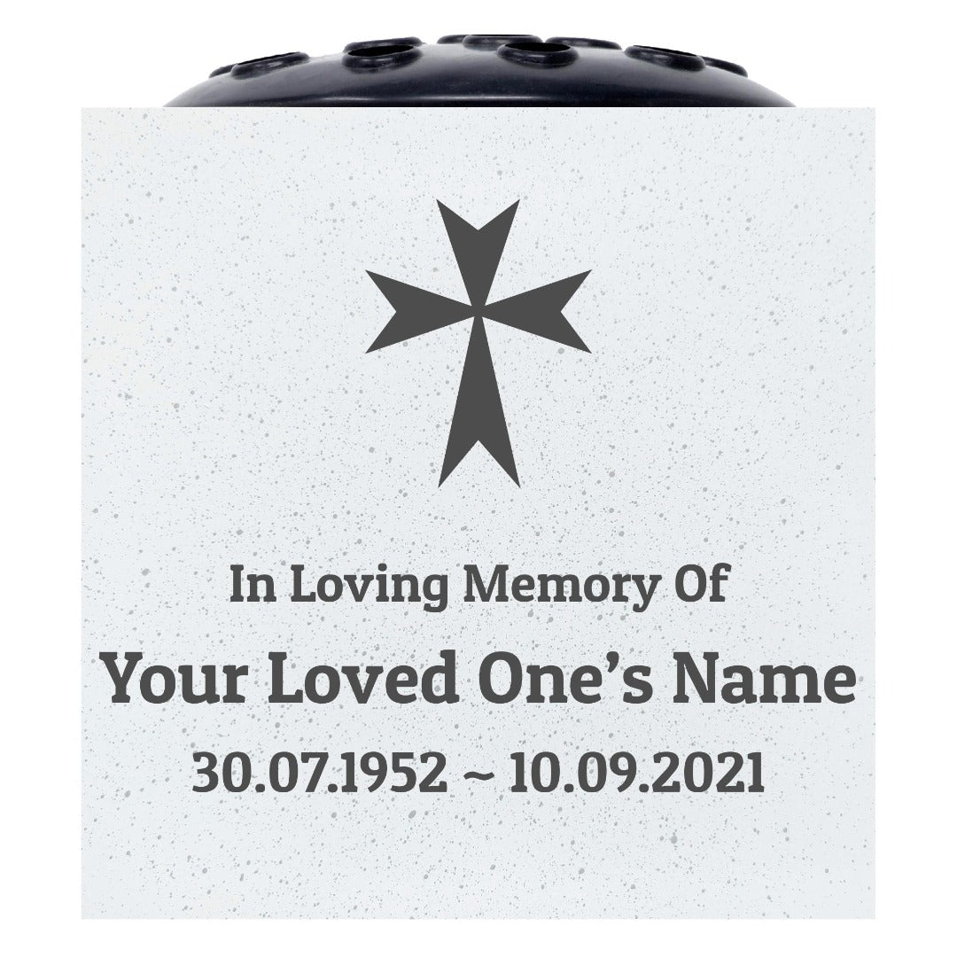 Personalised Engraved In Loving Memory Cross #5 Grave Memorial Flower Pot Vase
