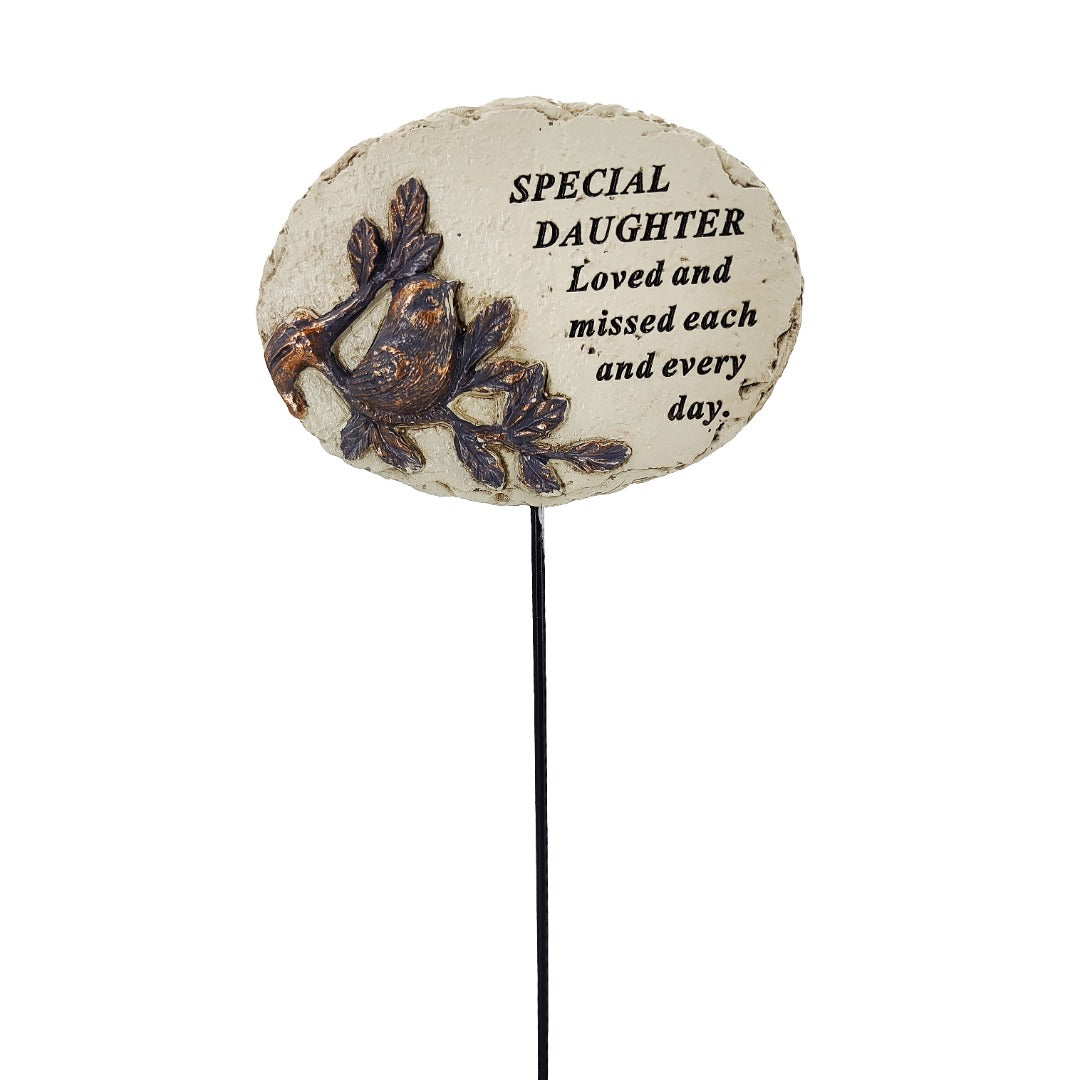 Special Daughter Loved and Missed Robin Bird Memorial Tribute Stick