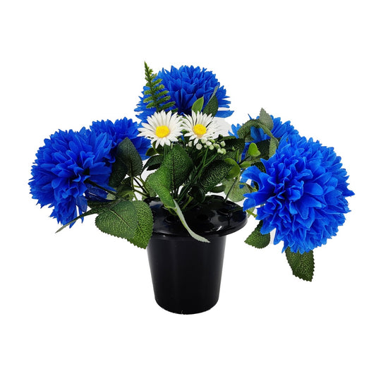 Bobby Blue Chrysanthemum Daisy Graveside Memorial Flower Arrangement