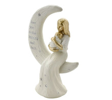 Load image into Gallery viewer, Mother and Baby Love You to the Moon and Back Gold Lady Figure Ornament
