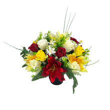 Load image into Gallery viewer, Tommy Red and Yellow Waterlily Artificial Flower Arrangement