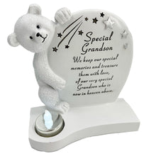 Load image into Gallery viewer, Special Grandson Teddy Bear Shooting Star Memorial  Ornament with Tealight