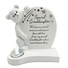 Load image into Gallery viewer, Special Granddaughter Teddy Bear Shooting Star Memorial Ornament with Tealight