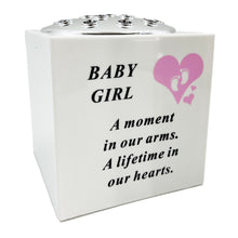 Load image into Gallery viewer, Born Sleeping Pink Little Girl Baby Memorial Graveside Plastic Flower Vase