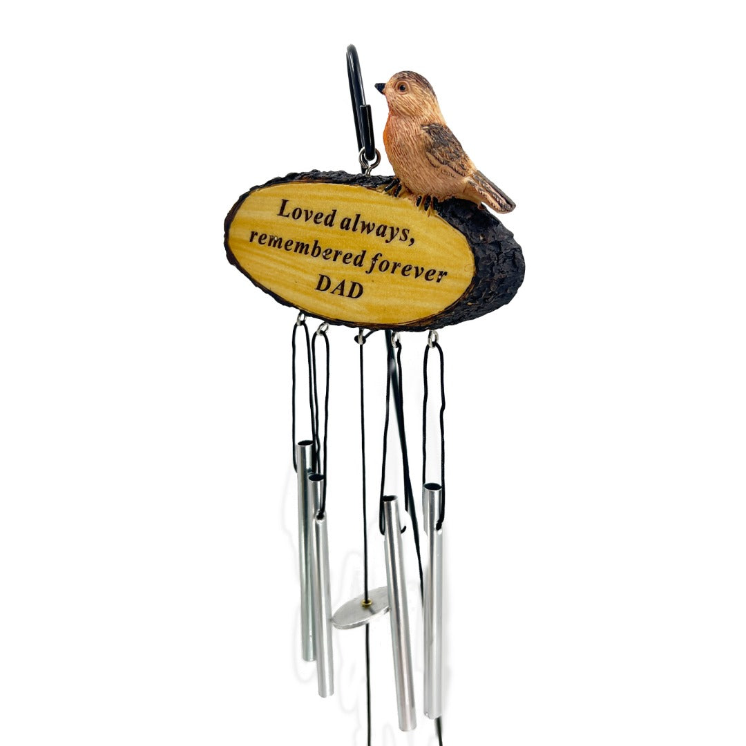 Dad Sadly Missed Robin Bird Graveside Memorial Wind Chime