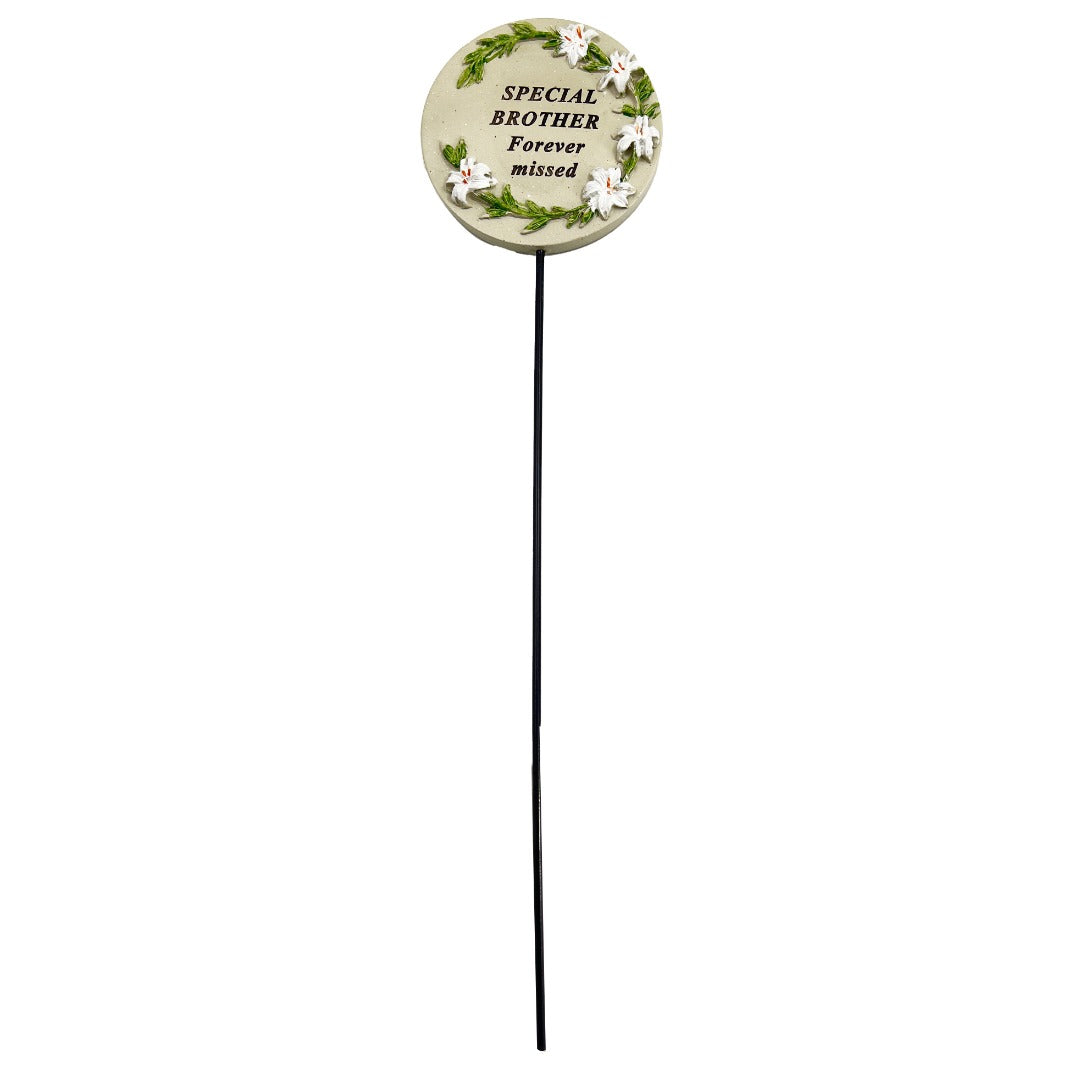 Special Brother Lily Flower Memorial Tribute Stick Graveside Grave Plaque Stake