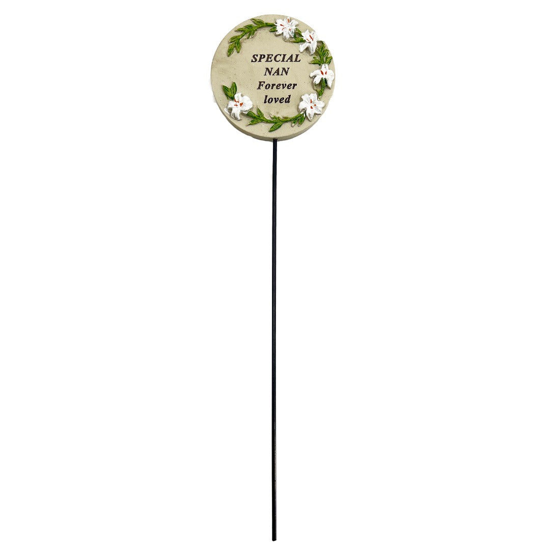 Special Nan Lily Flower Memorial Tribute Stick Graveside Grave Plaque Stake