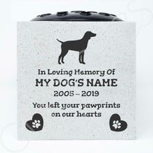 Load image into Gallery viewer, German Pointer Personalised Pet Dog Graveside Memorial Flower Vase