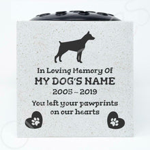 Load image into Gallery viewer, Dobermann Personalised Pet Dog Graveside Memorial Flower Bowl