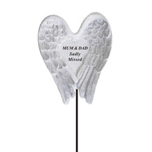 Load image into Gallery viewer, Sadly Missed Mum & Dad Angel Wings Memorial Remembrance Stick