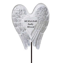 Load image into Gallery viewer, Sadly Missed Mum & Dad Angel Wings Memorial Remembrance Stick