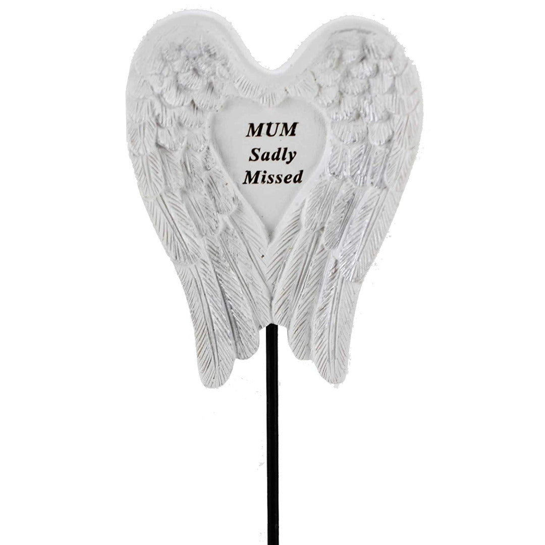Sadly Missed Mum Angel Wings Memorial Remembrance Stick