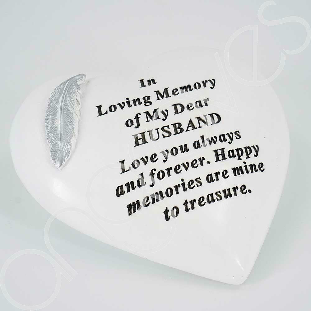 Special Husband Silver Feather Heart Ornament - Angraves Memorials