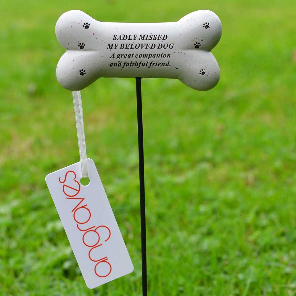 Beloved Dog Sadly Missed Bone Pet Memorial Remembrance Stick