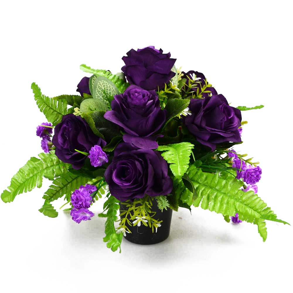 Aubrey Purple Roses Artificial Flower Memorial Arrangement