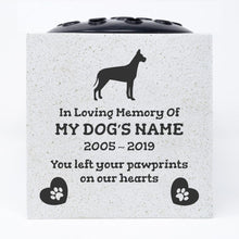 Load image into Gallery viewer, Great Dane Personalised Pet Dog Graveside Memorial Flower Vase