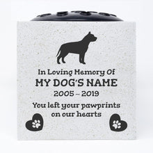 Load image into Gallery viewer, Pit Bull Terrier Personalised Pet Dog Graveside Memorial Flower Vase