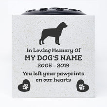 Load image into Gallery viewer, Rottweiler Personalised Pet Dog Graveside Memorial Flower Vase