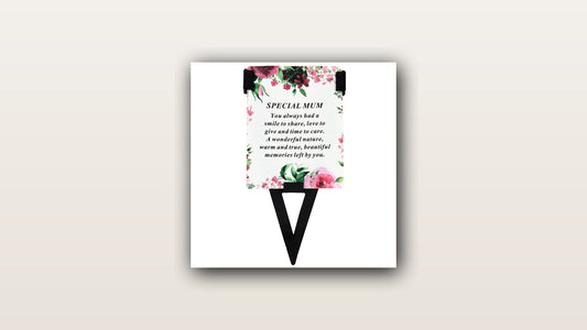Special Mum flower memorial graveside card on a soft cream background