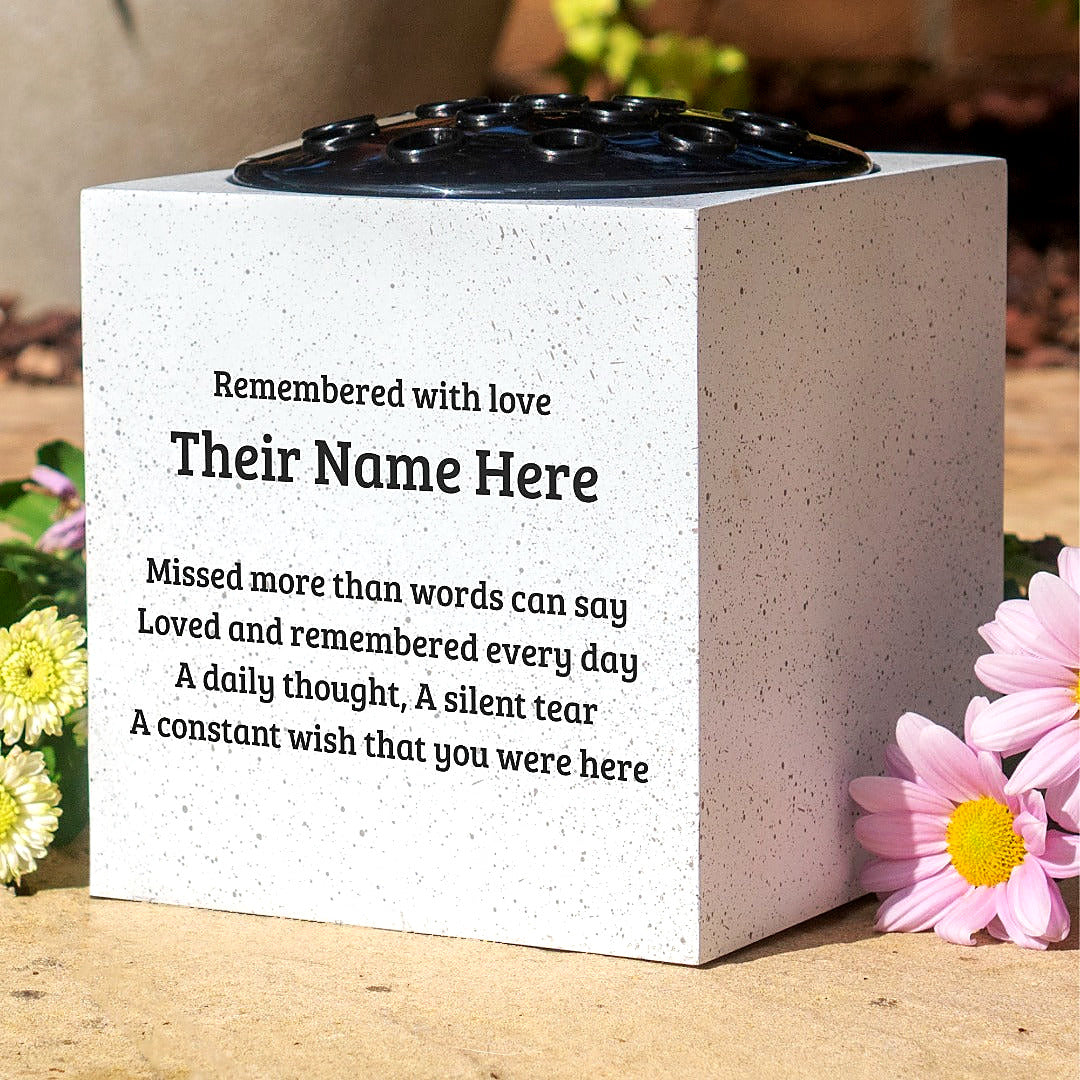 Personalised Engraved Missed More than Words Can Say Graveside Memorial Flower Vase