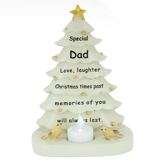 Dad Christmas robin memorial plaque with LED tealight
