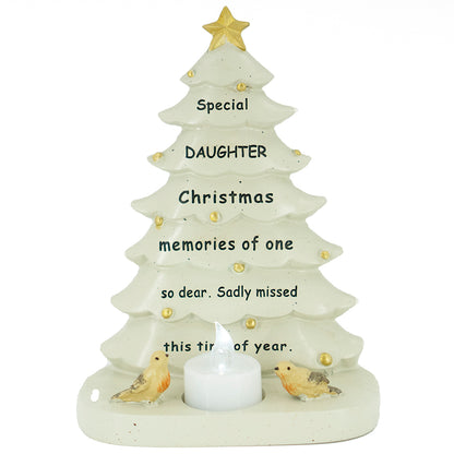 Special Daughter Christmas tree and robin LED tealight plaque