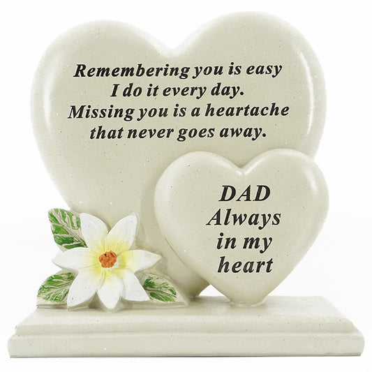 Special Dad double heart memorial plaque
