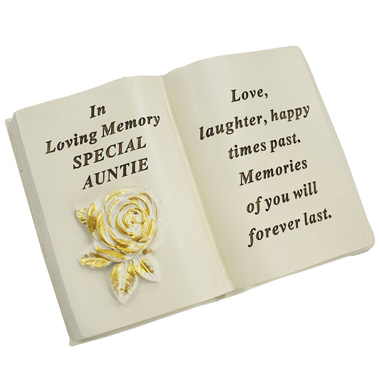 Special Auntie gold rose memorial book