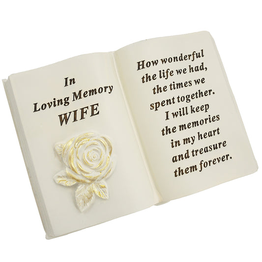 Wife memorial graveside book plaque