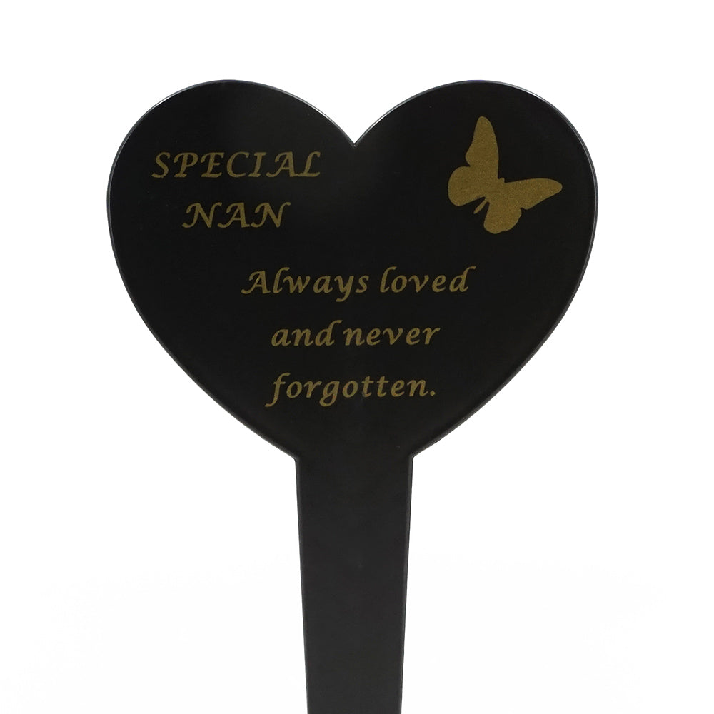 Special Nan black heart memorial ground stake