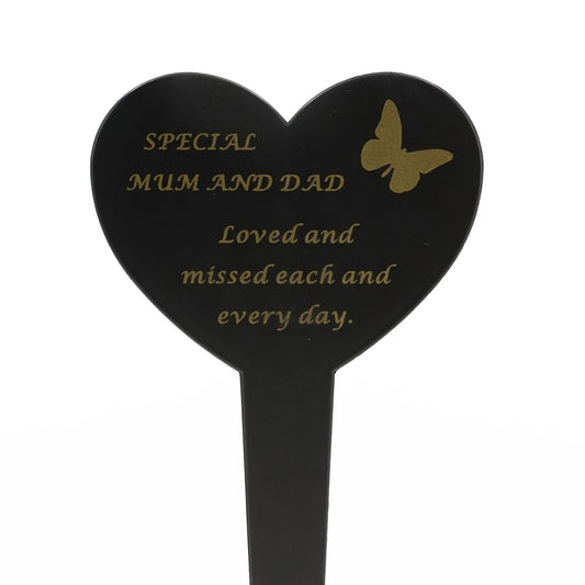 Special Mum and Dad Memorial Heart Ground Stake