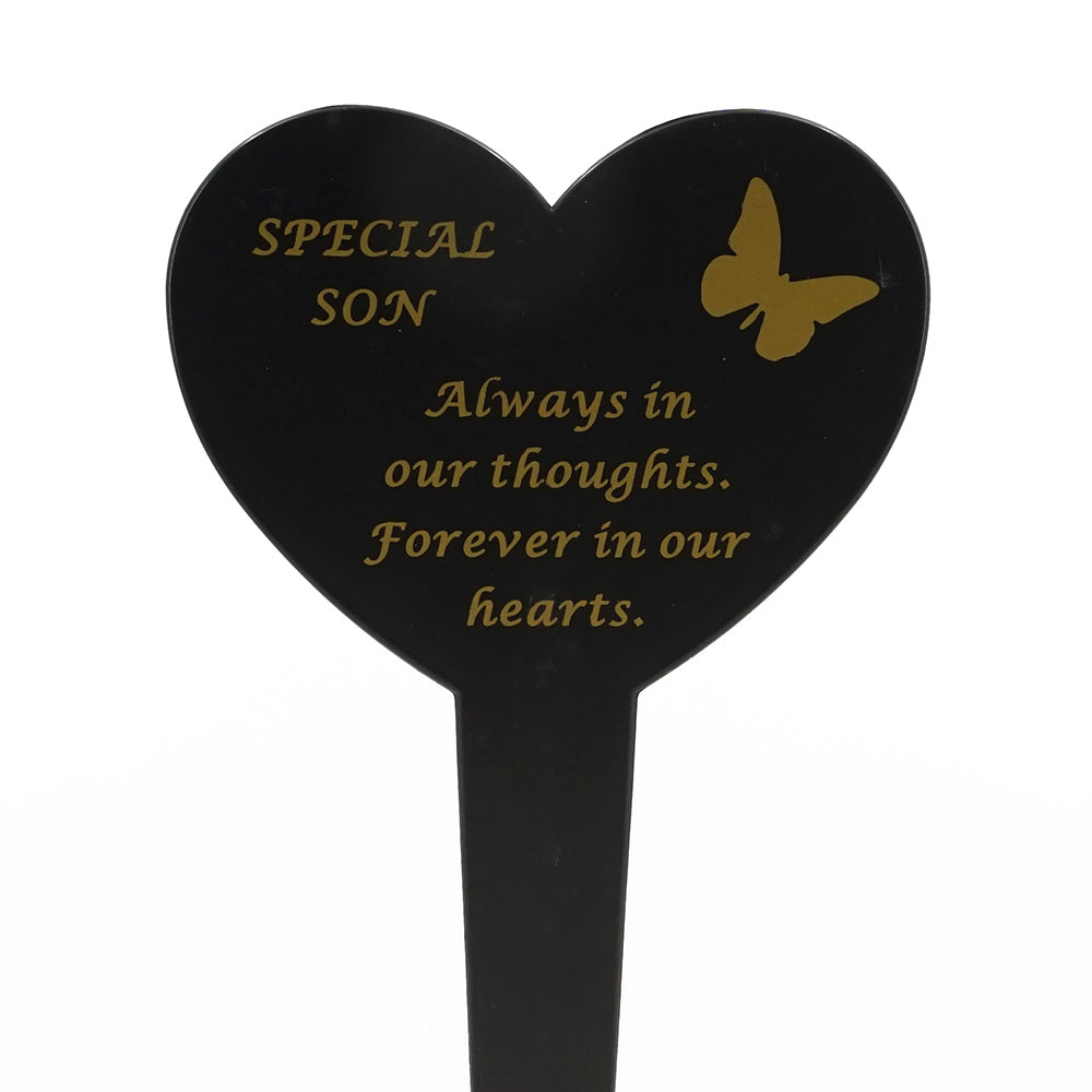 Special Son black heart memorial ground stake