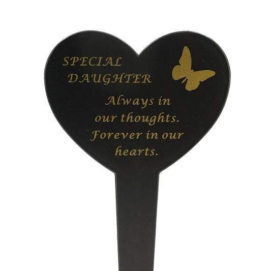 Special Daughter black heart memorial ground stake