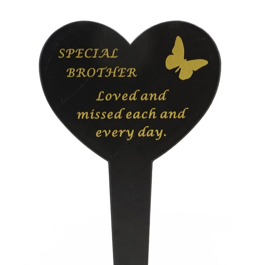 Special Brother black heart memorial ground stake
