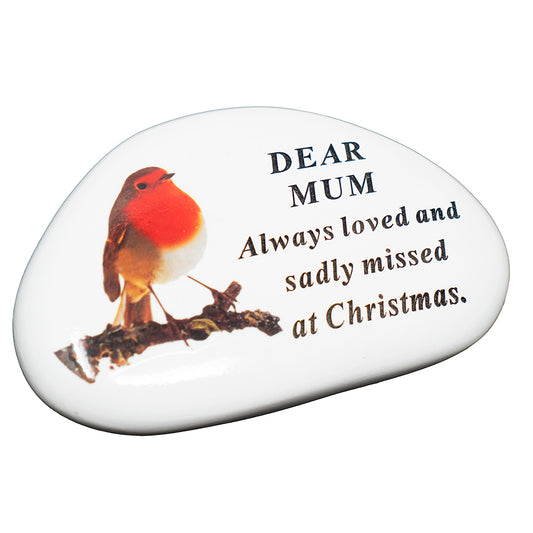 Mum Christmas Robin Memorial Stone