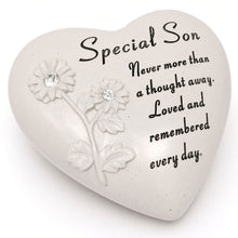 Load image into Gallery viewer, Special Son Flower Diamante Heart Graveside Memorial Ornament Plaque With Verse