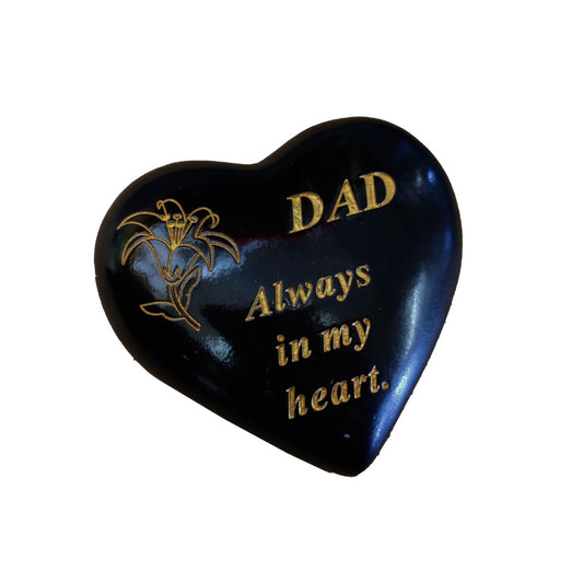Dad Always in my heart black and gold lily memorial heart