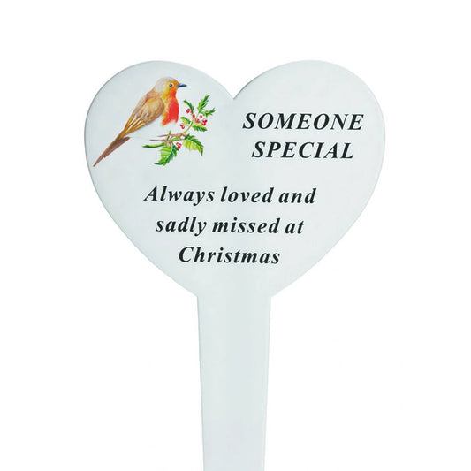 Someone Special Christmas robin heart memorial ground stake