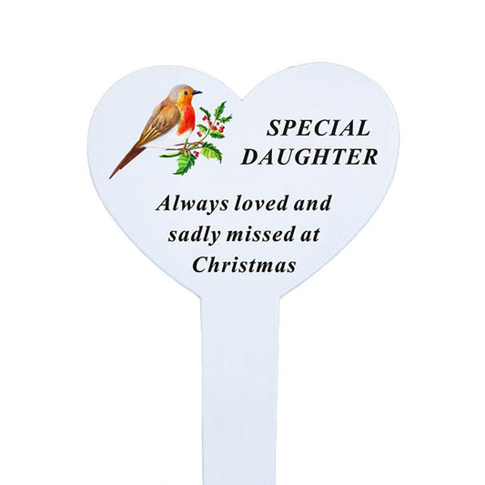 Special Daughter Christmas robin heart ground stake