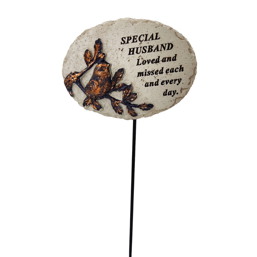 Special Husband robin memorial tribute stick