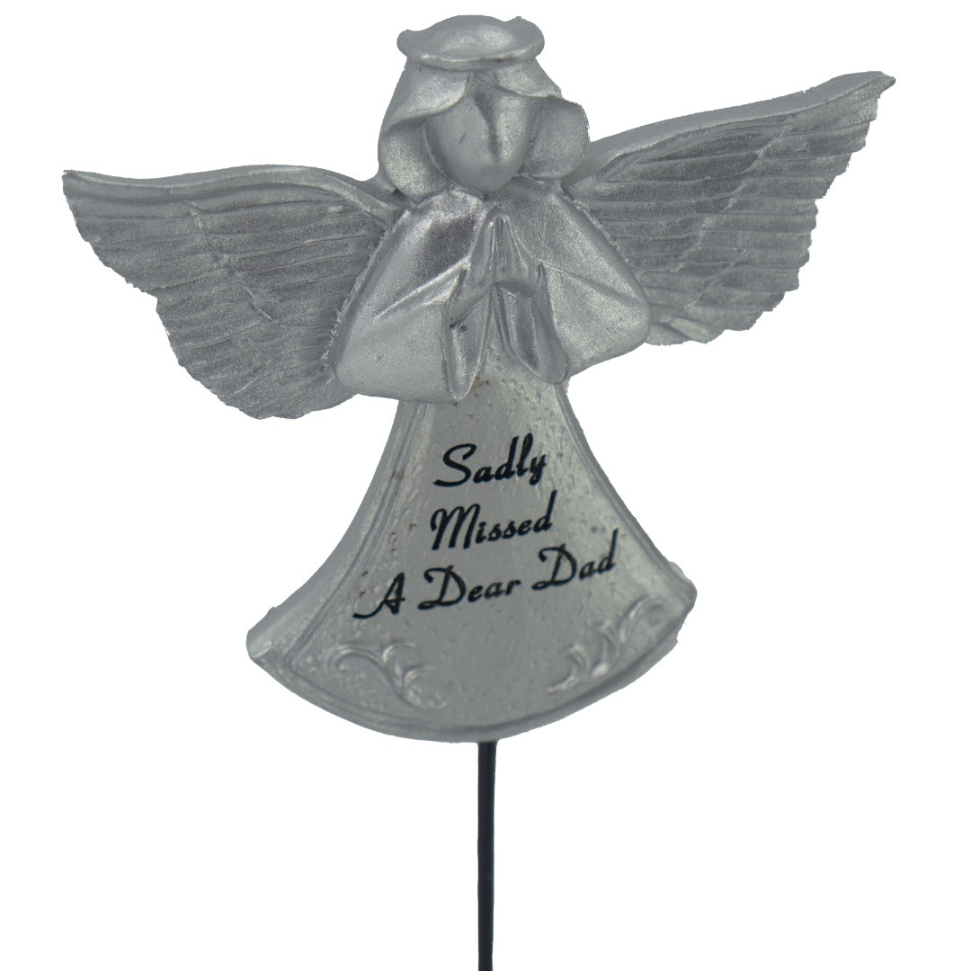 Dad silver guardian angel memorial tribute stick front view