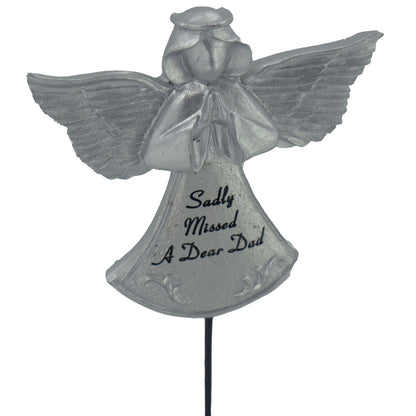 Dad silver guardian angel memorial tribute stick front view