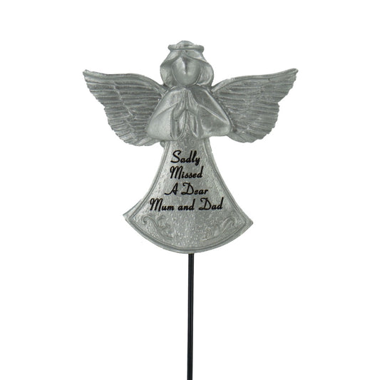 Mum and Dad Sadly Missed Silver Guardian Angel Memorial Tribute Stick