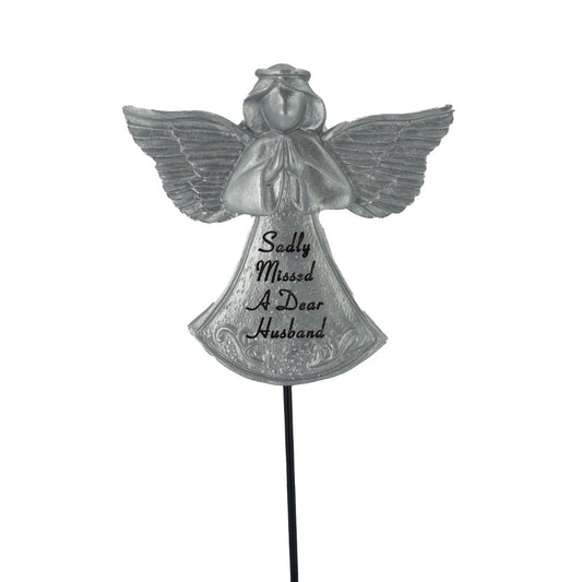 Husband silver guardian angel memorial tribute stick