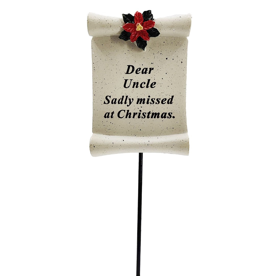 Uncle memorial tribute stick for the graveside