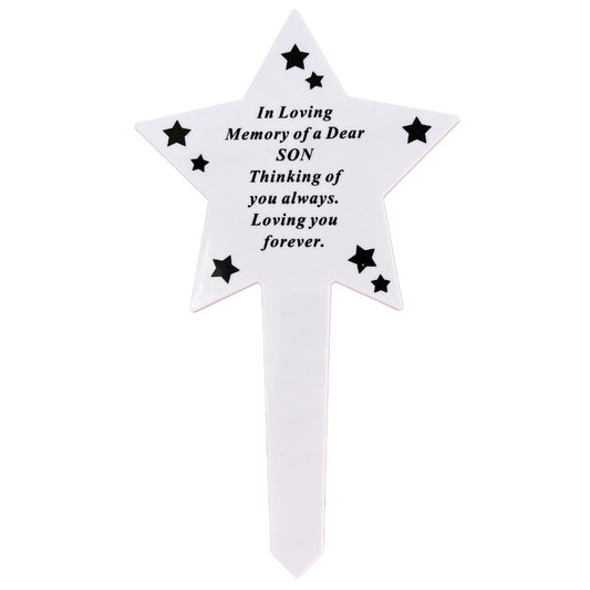 Son memorial tribute stick for the graveside