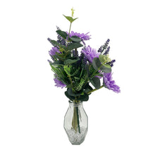 Load image into Gallery viewer, Lilac Purple Gerbera Artificial Flower Arrangement In Pretty Geometric Glass Vase (41cm)