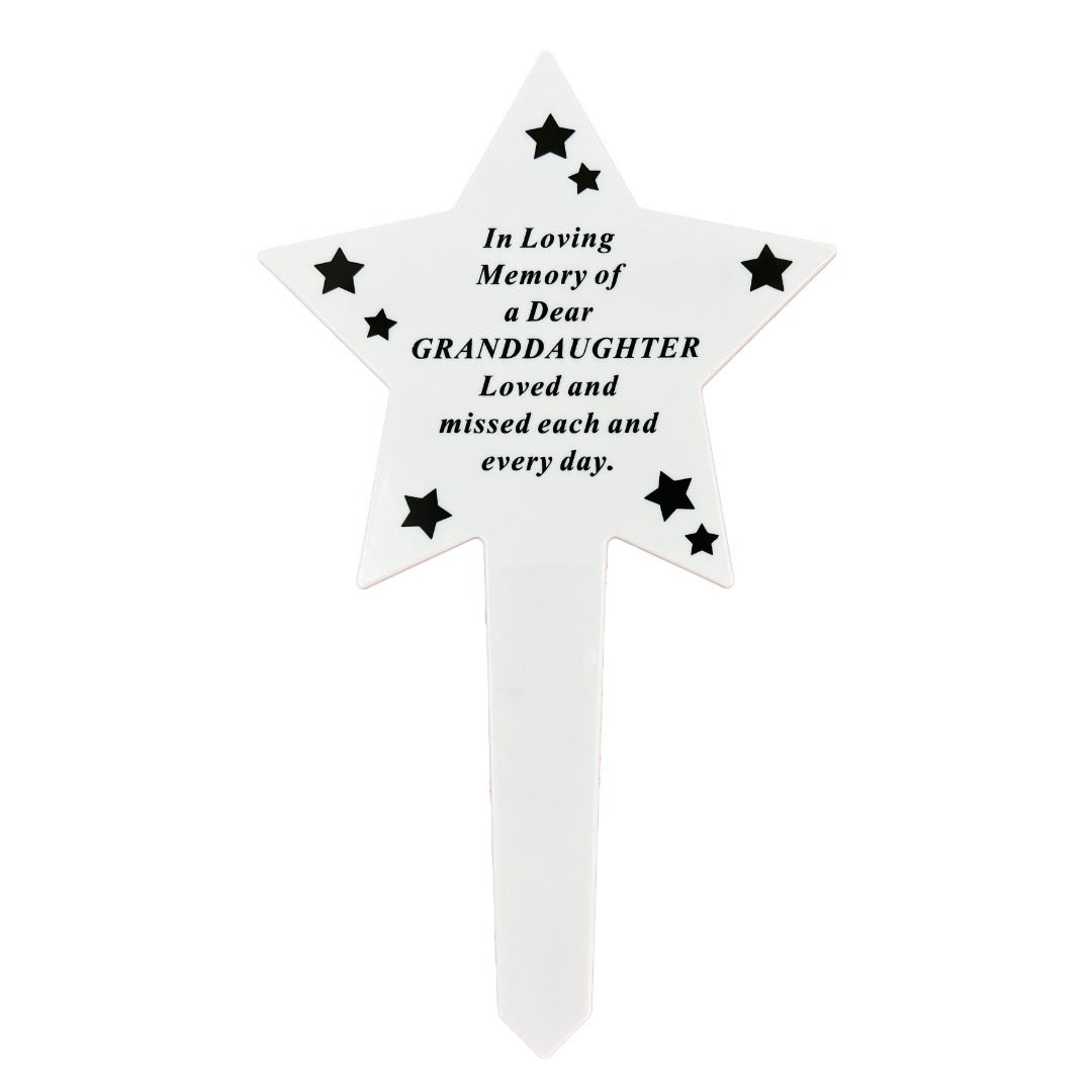 Special Granddaughter shining star memorial ground stake
