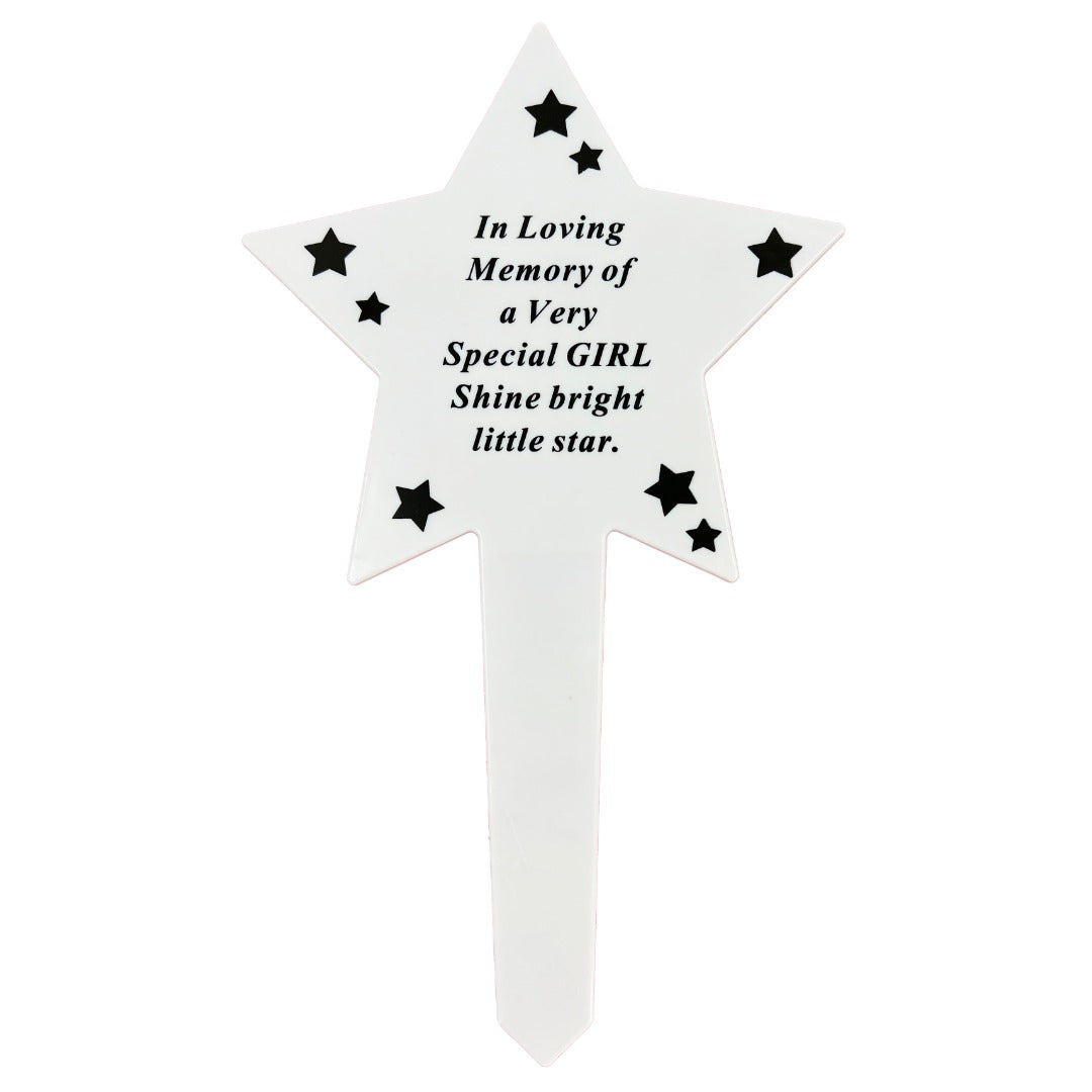Special Girl white shining star memorial ground stake
